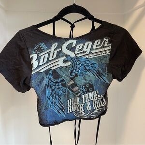 Y2K Vintage Black Lace-Up Crop Top